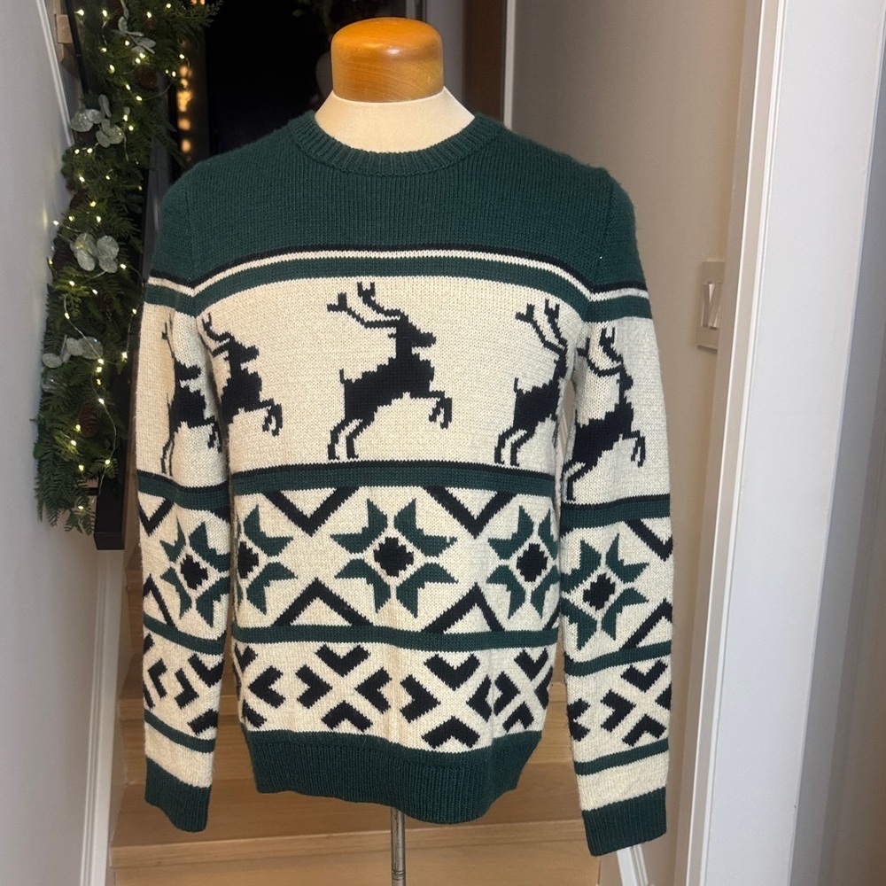 TOPMAN Reindeer Fair Isle Wool-Blend Sweater | Men’s Small (S)